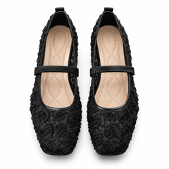 Floral French-Style Mary Jane Flats