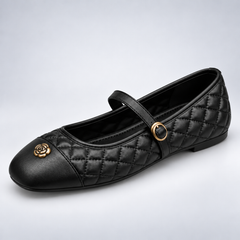 Camellia Quilted Mary Jane Flats.