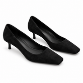 Square-Toe Velvet Office Pumps