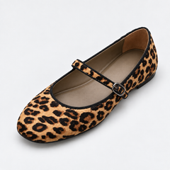 Soft-Sole Leopard-Print Mary Jane Flats