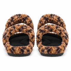 Fuzzy Double-Strap Slide Slippers