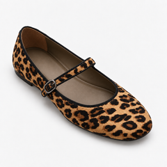 Soft-Sole Leopard-Print Mary Jane Flats