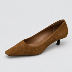 Square-Toe Velvet Office Pumps