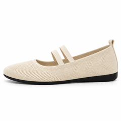 Marla Comfort - Women's Wide Toe Box Knit Mary Jane Flats, Slip-On Non-Slip Walking Shoes