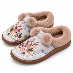 Floral Fleece-Lined Thick-Sole Winter Shoes