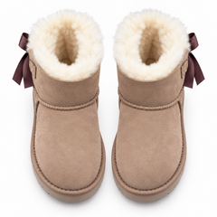 Sheepskin-Lined Bow Snow Boots