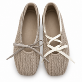 Square-Toe Knit Ballet Shoes