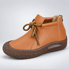 Retro Square-Toe Cowhide Ankle Boots