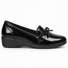 Patent Bow Wedge Loafers