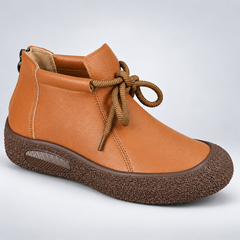 Retro Square-Toe Cowhide Ankle Boots
