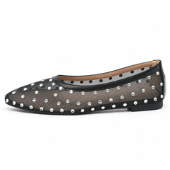 Rhinestone Mesh Ballet Flats