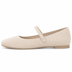 Square-Toe Knit Mary Jane Flats