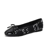 Tweed Bow Flat Shoes