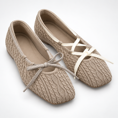 Square-Toe Knit Ballet Shoes