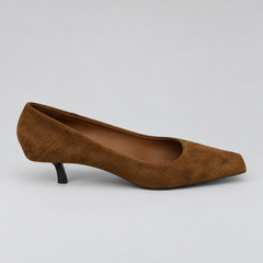 Square-Toe Velvet Office Pumps