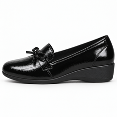 Patent Bow Wedge Loafers