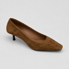 Square-Toe Velvet Office Pumps