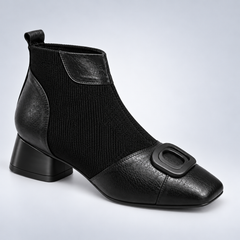 Retro Square-Buckle Block Heel Pumps