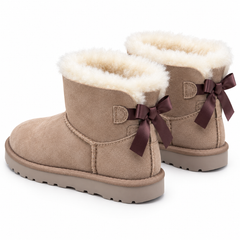 Sheepskin-Lined Bow Snow Boots