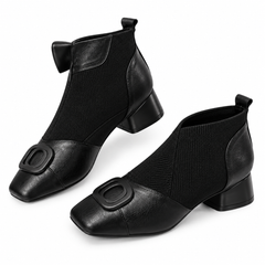 Retro Square-Buckle Block Heel Pumps