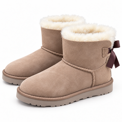 Sheepskin-Lined Bow Snow Boots