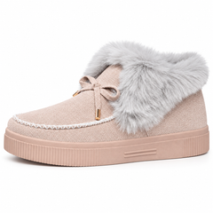 Faux-Fur Bow Ankle Boots