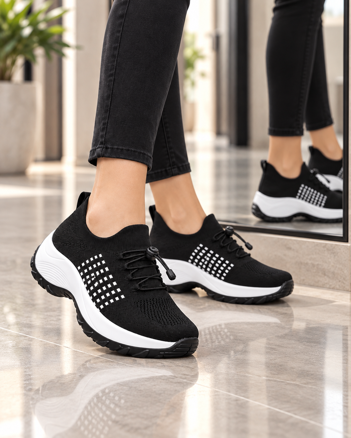 Stretch-Cushion Walking Shoes