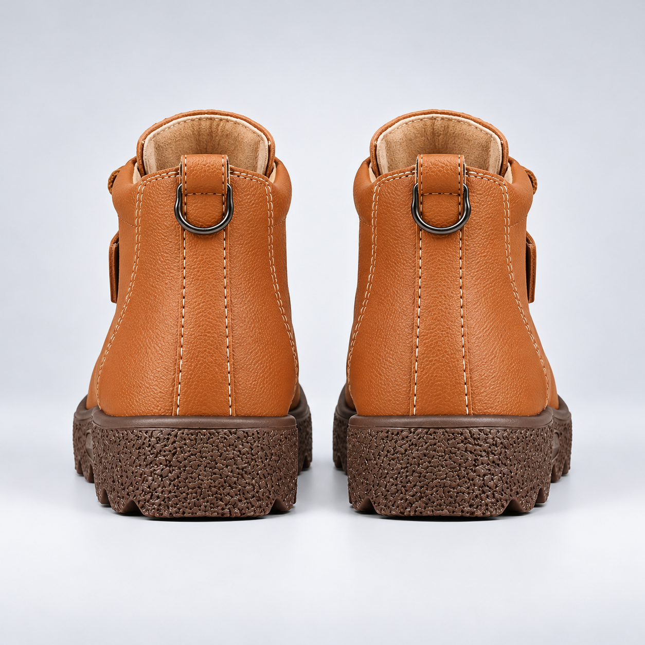 Retro Square-Toe Cowhide Ankle Boots