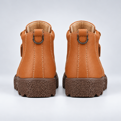 Retro Square-Toe Cowhide Ankle Boots