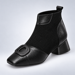 Retro Square-Buckle Block Heel Pumps