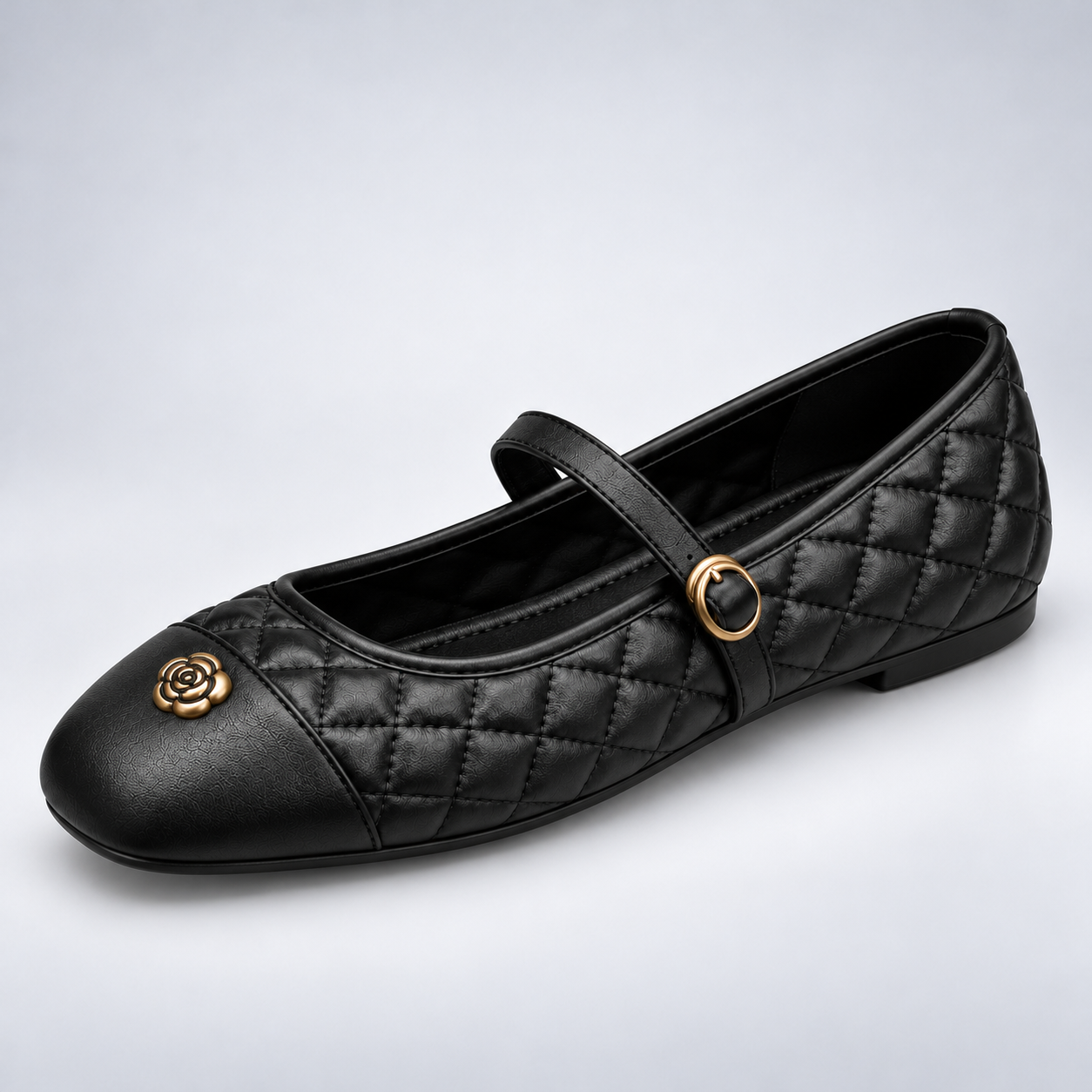 Camellia Quilted Mary Jane Flats.