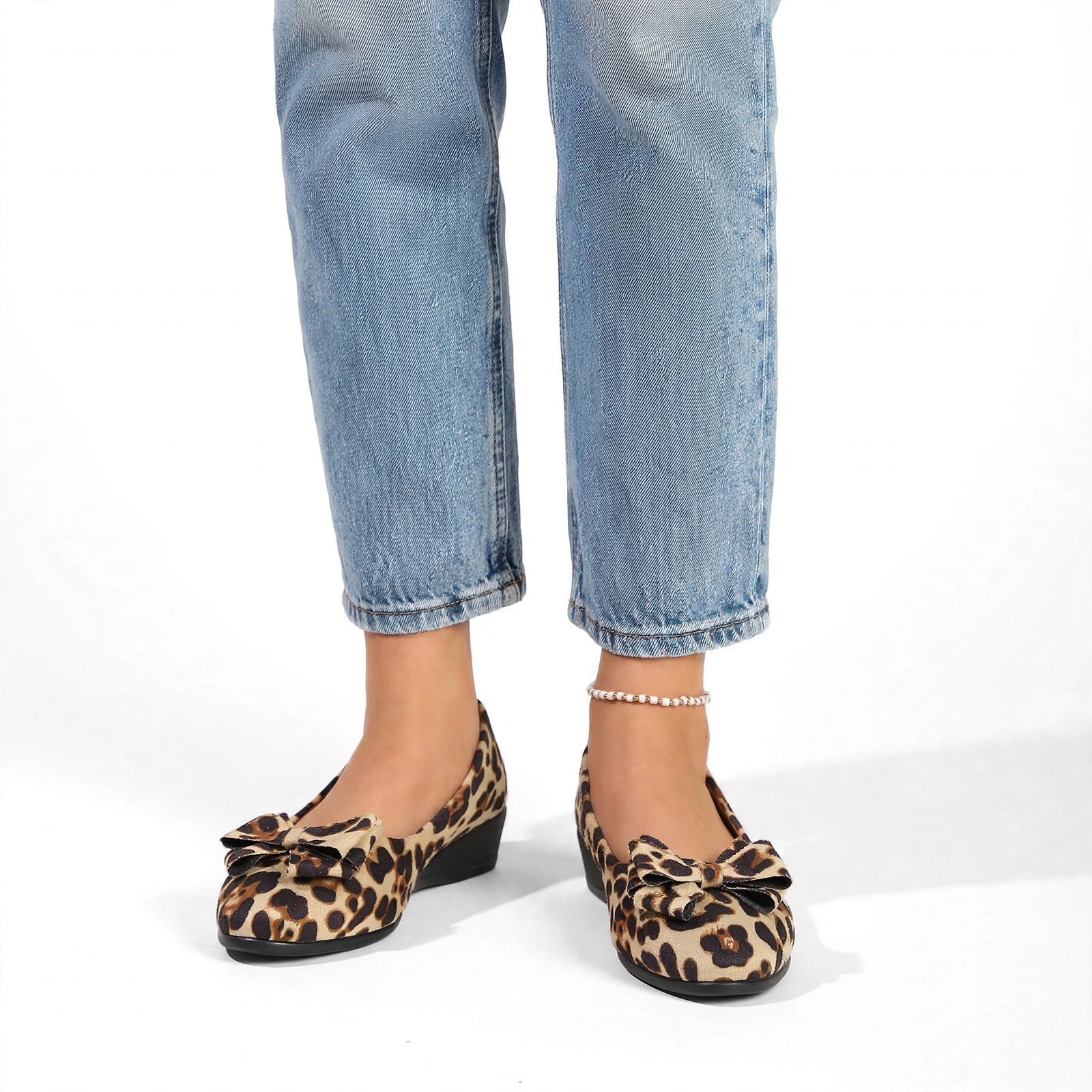 Lena Wide-Toe Knit Mary Jane Flats