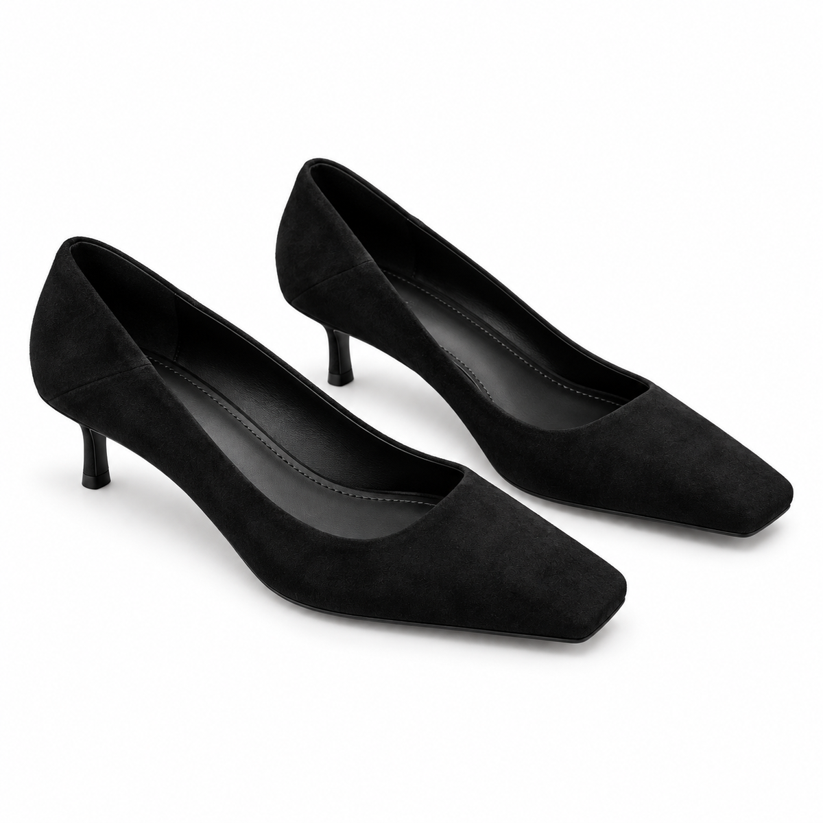 Square-Toe Velvet Office Pumps