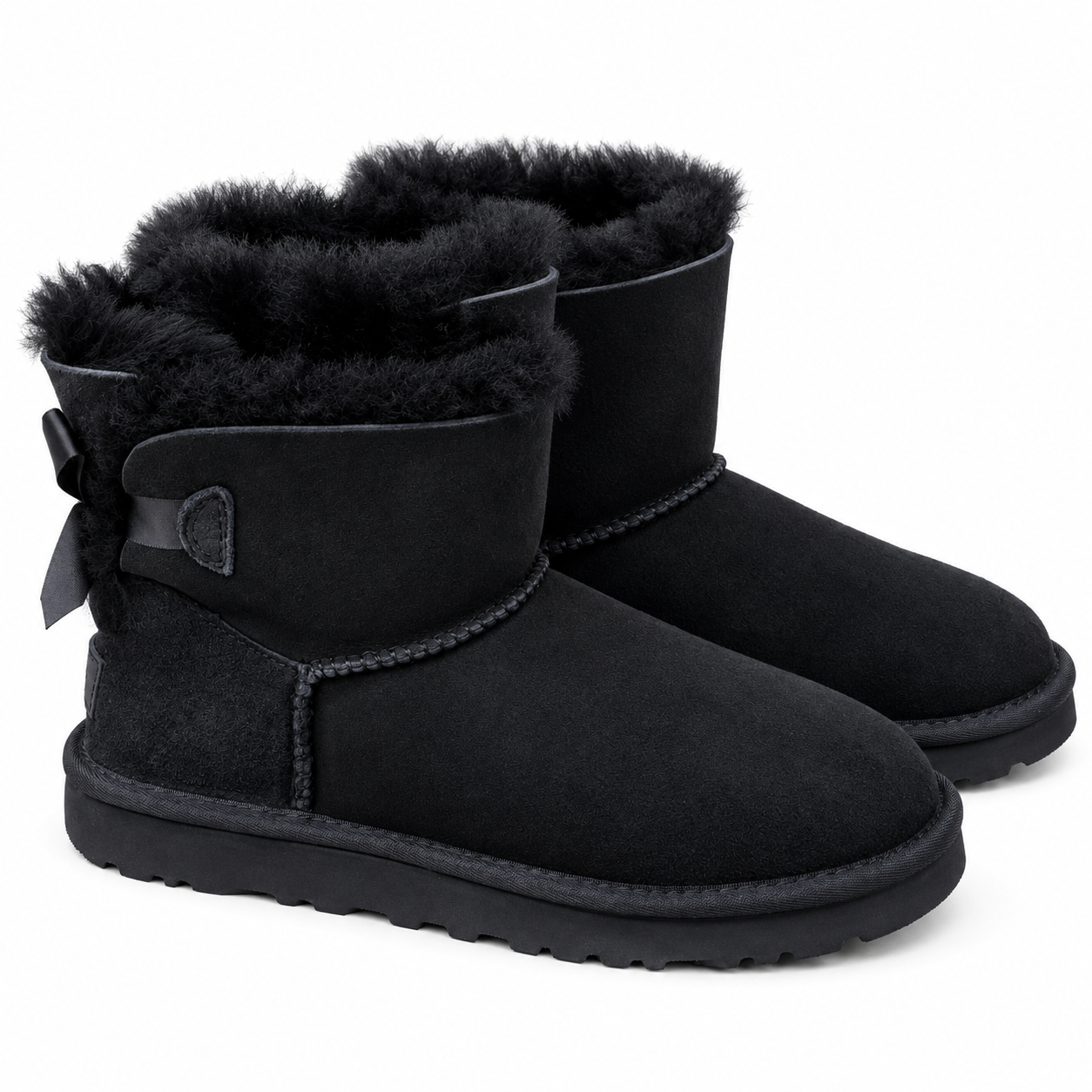 Sheepskin-Lined Bow Snow Boots