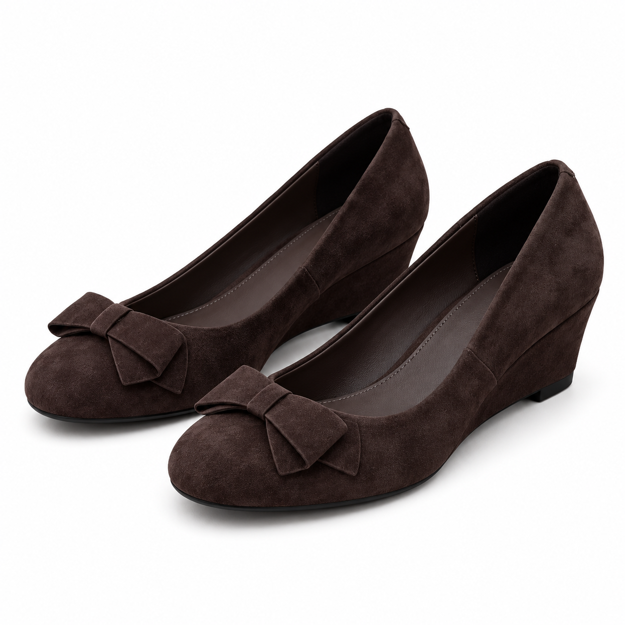 Retro Sheepskin Suede Wedge Shoes.