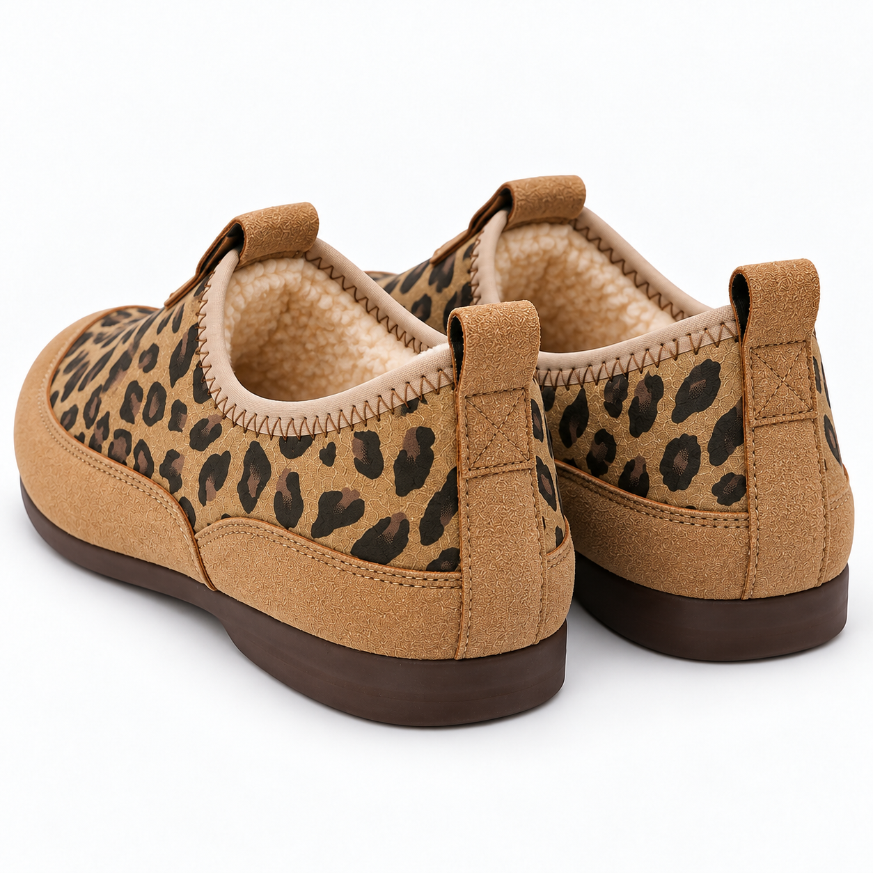 Leopard-Print Soft-Sole Winter Loafers
