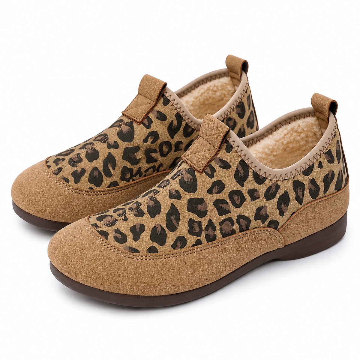 Leopard-Print Soft-Sole Winter Loafers