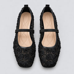 Floral French-Style Mary Jane Flats
