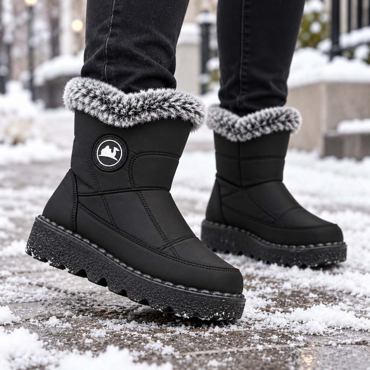 Fleece-Lined Zipper Winter Boots