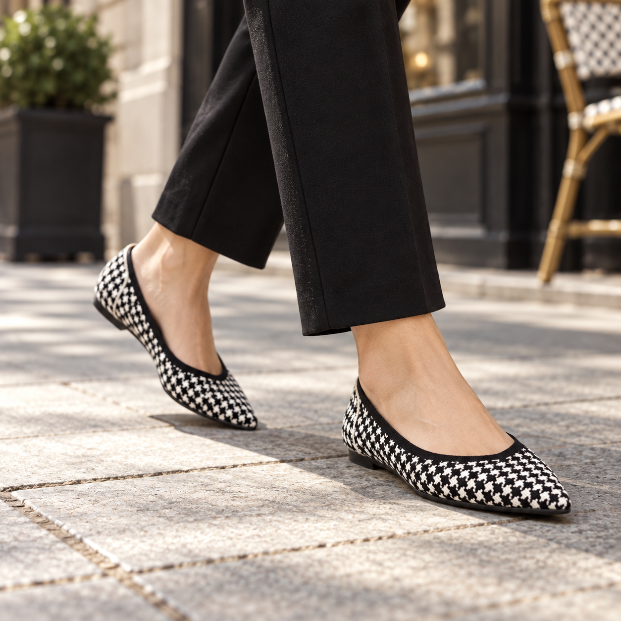 Houndstooth Knit Ballet Flats