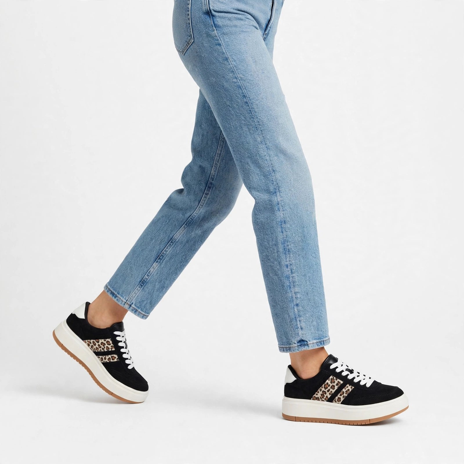 Mila Layered Stripe Gum-Sole Sneakers