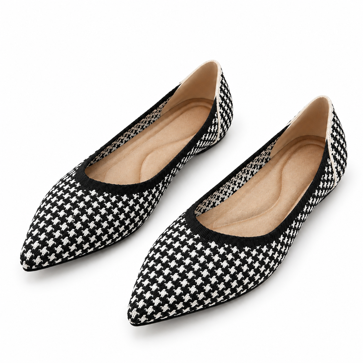Houndstooth Knit Ballet Flats