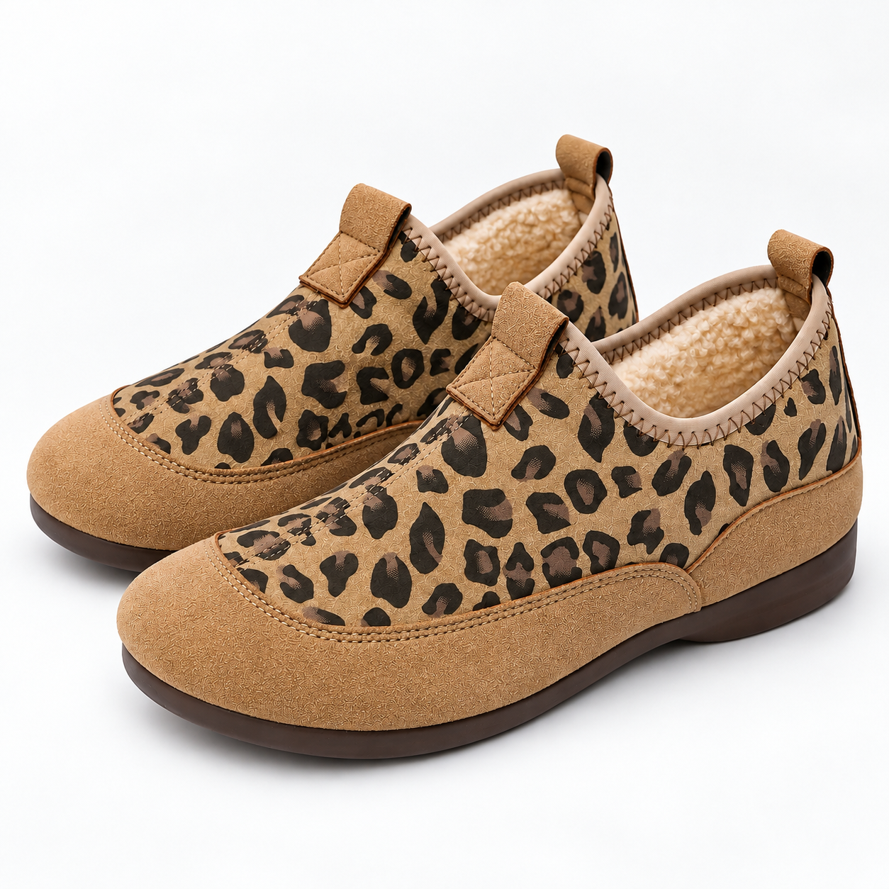 Leopard-Print Soft-Sole Winter Loafers