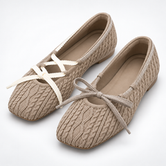 Square-Toe Knit Ballet Shoes