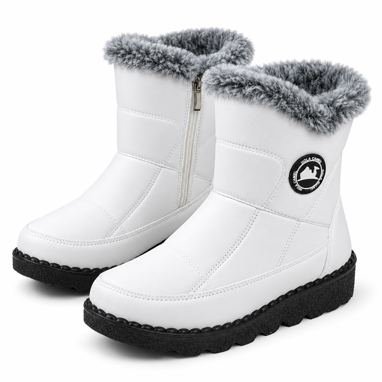Fleece-Lined Zipper Winter Boots