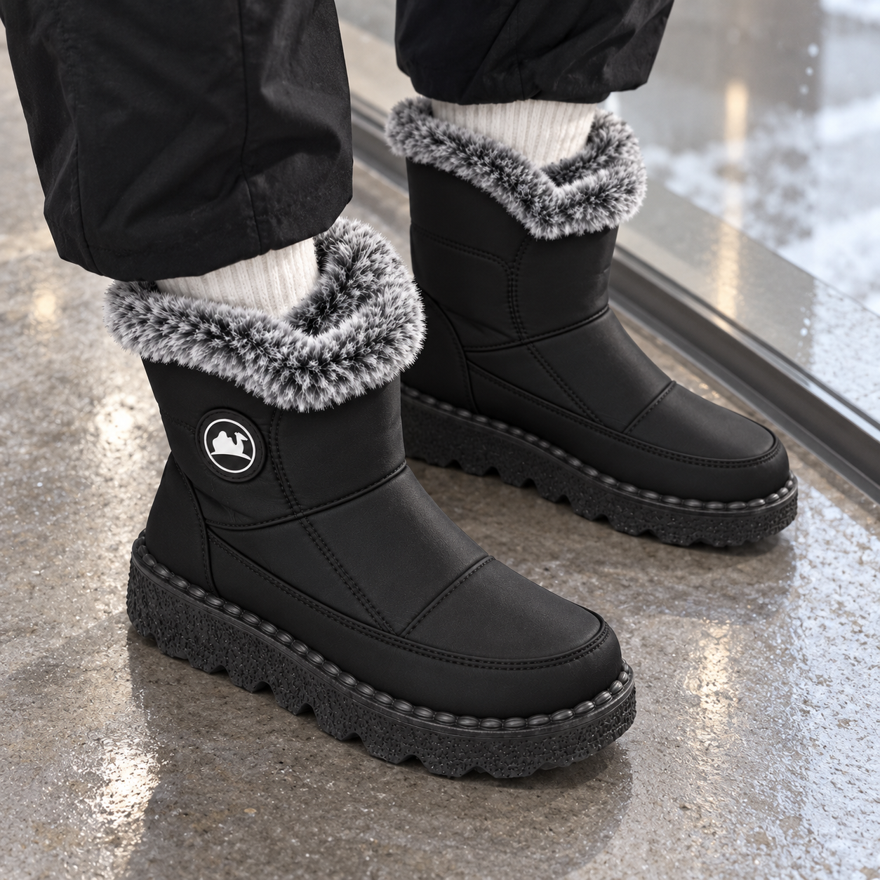 Fleece-Lined Zipper Winter Boots