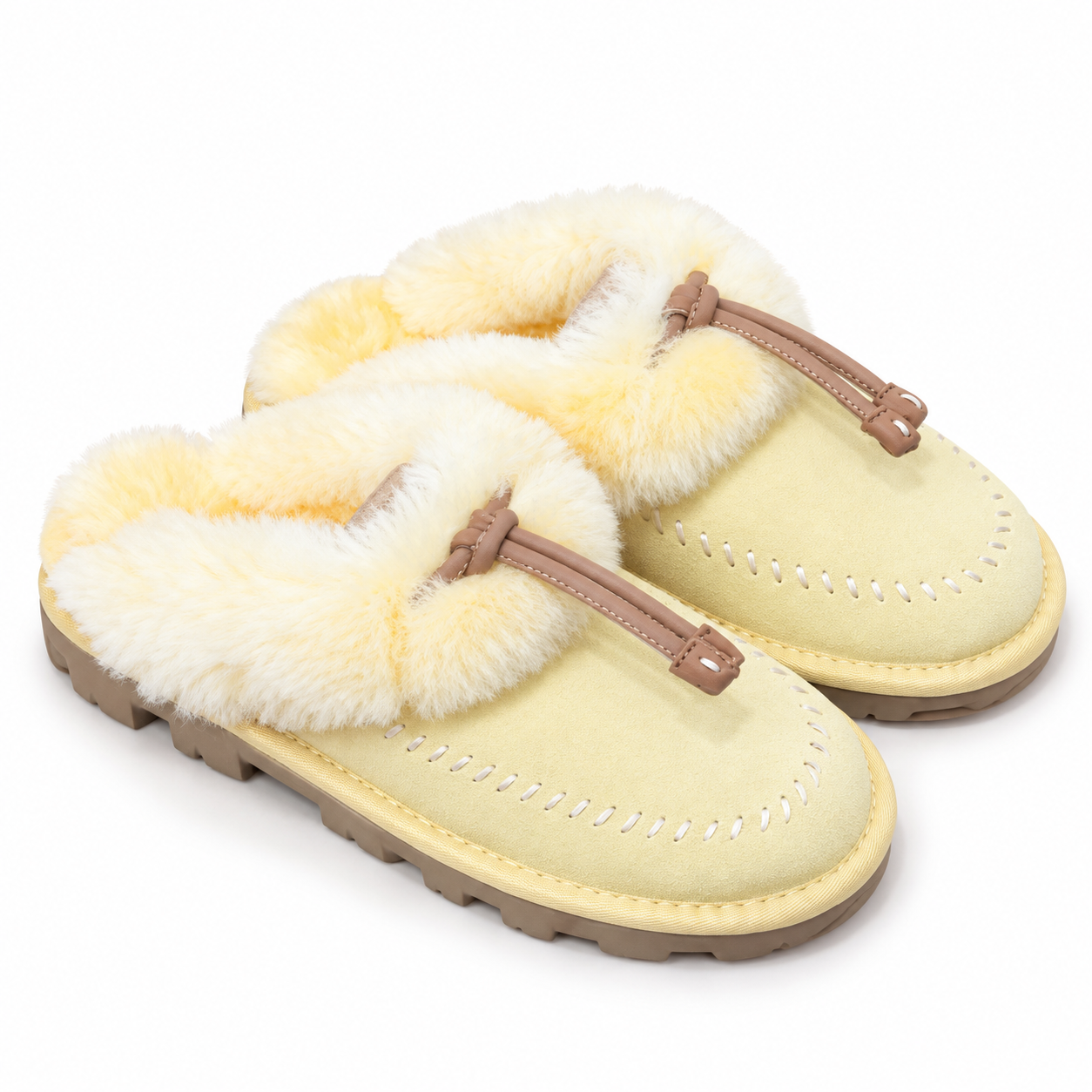 Sheepskin Wool Tassel Slippers.