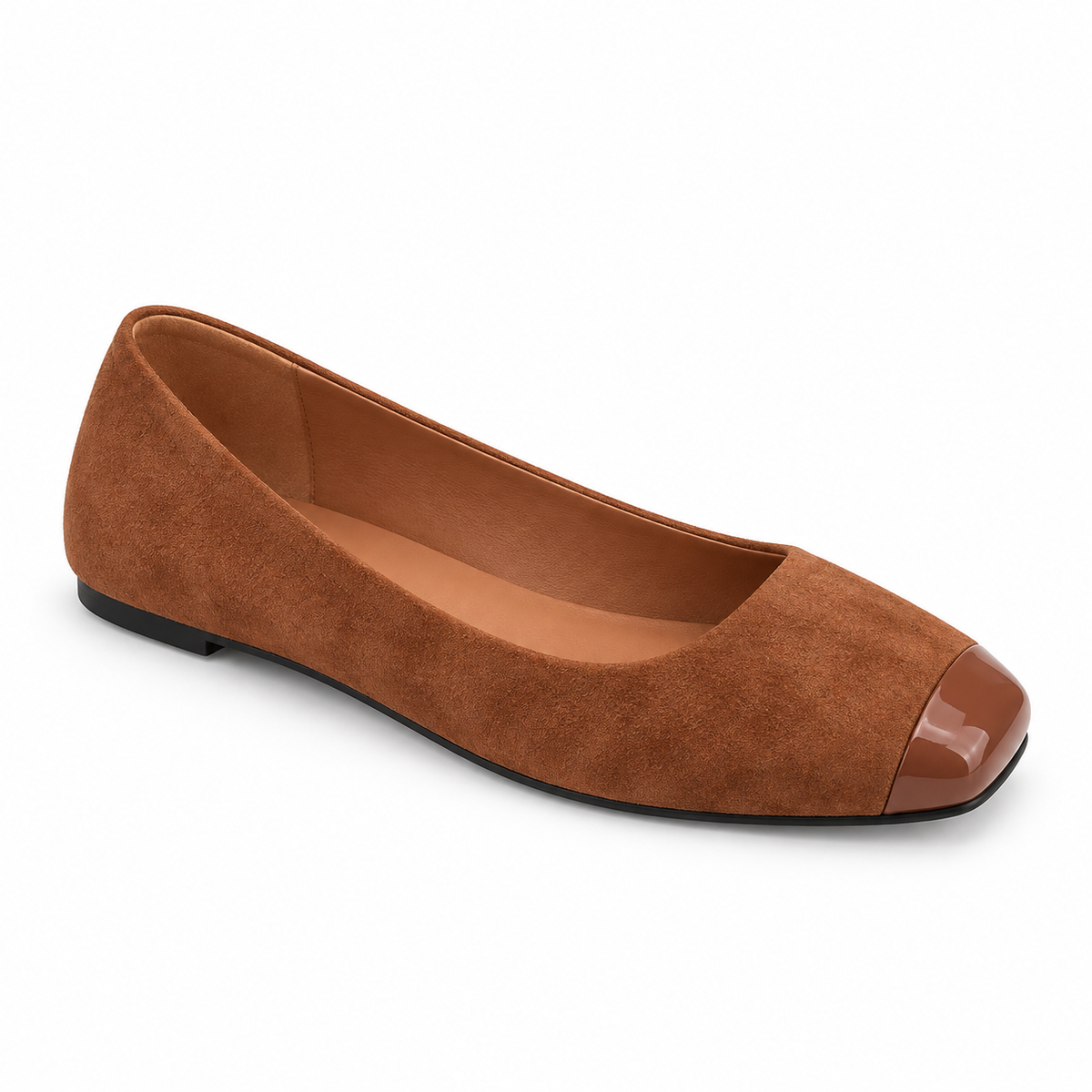 Colorblock Suede Square-Toe Flats