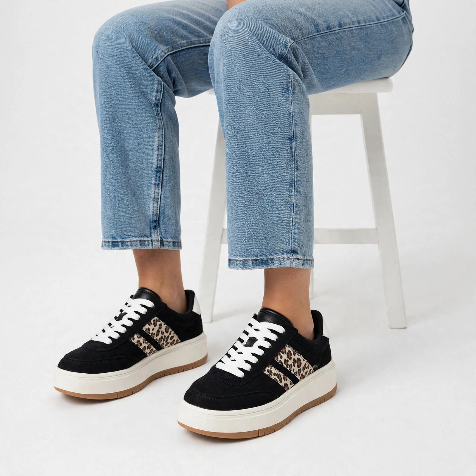 Mila Layered Stripe Gum-Sole Sneakers