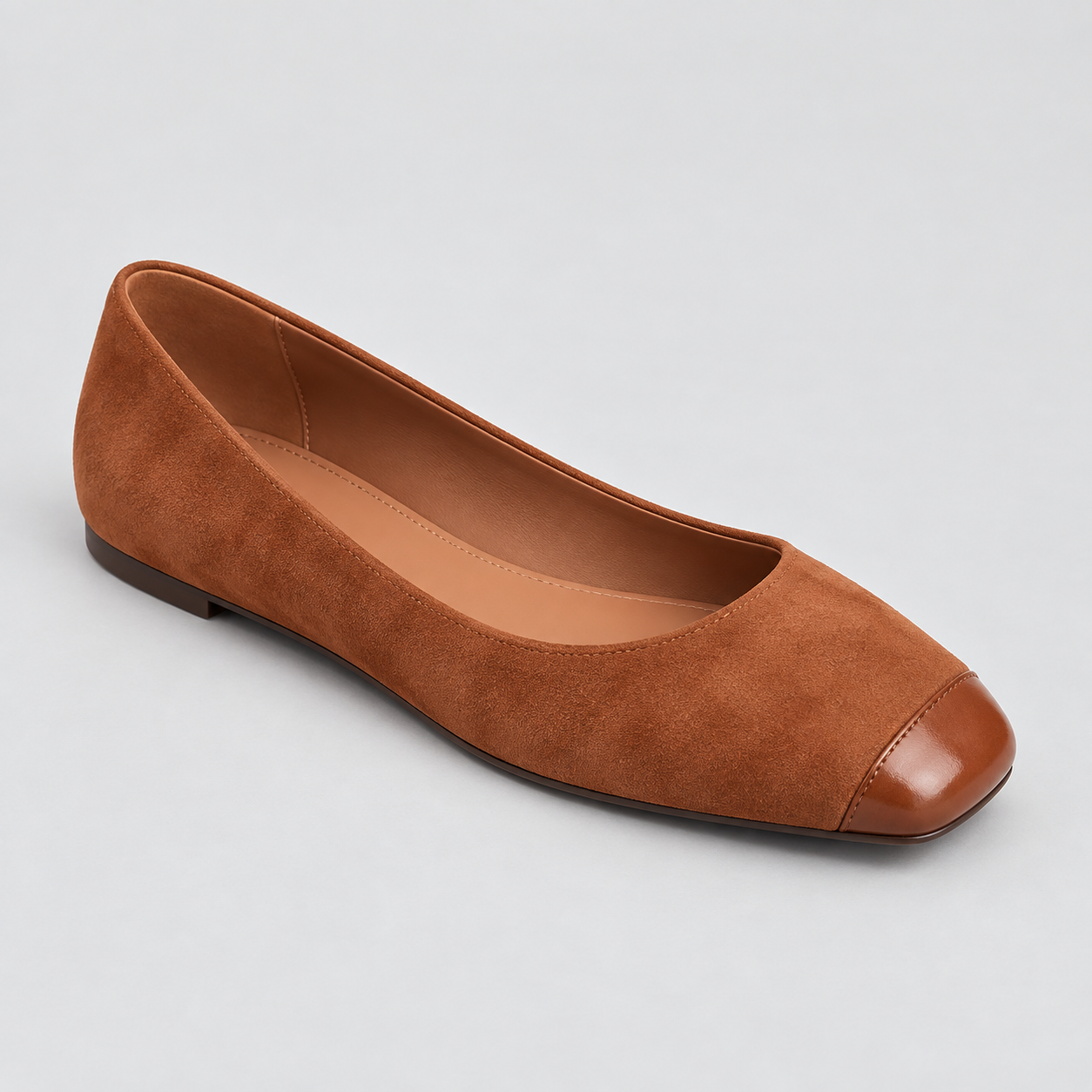 Colorblock Suede Square-Toe Flats